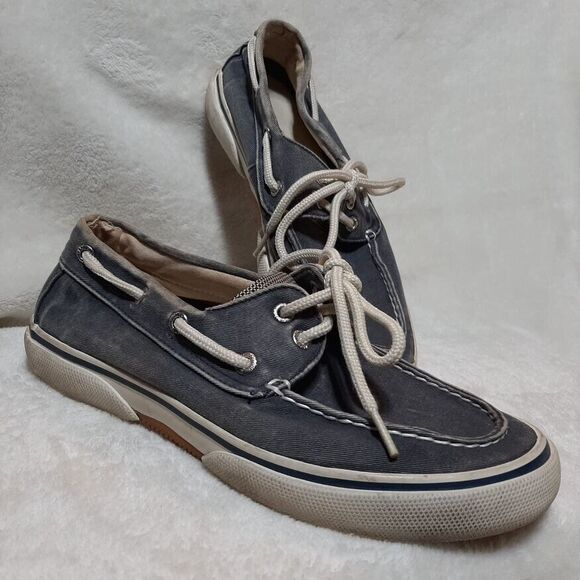 Sperry Top Sider Mens Boat Shoes Slip On Casual Grey/Blue Canvas 0777914 Sz 7 - Picture 4 of 12